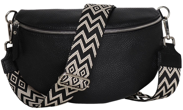 MIRROSI® Bauchtasche Damen, Echtleder, Made in Italy, Umhängetasche, Brusttasche, Crossbody Bag (1 T