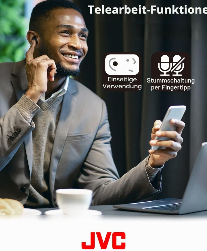 JVC HA-Z330T-B - Kompakte True Wireless Ohrhörer, akt. Noise Cancelling, geringes Gewicht, stylische