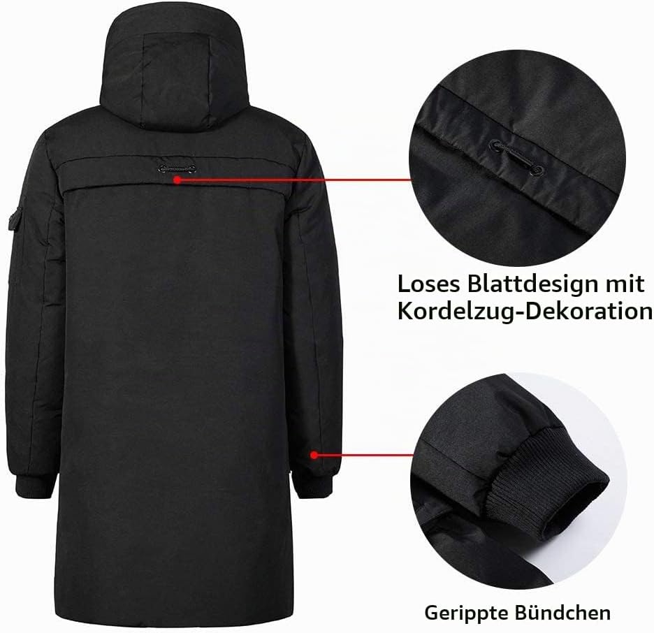 Winterjacke Herren Parka Outdoor Coat Wintermantel Herren Lang Warm Daunenjacke Thermojacke Steppman