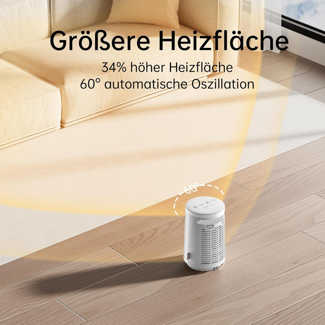 MYCARBON Heizlüfter Bad 900W/1500W Heizlüfter Energiesparend leise Thermostat 8H Timer 60°Oszillatio
