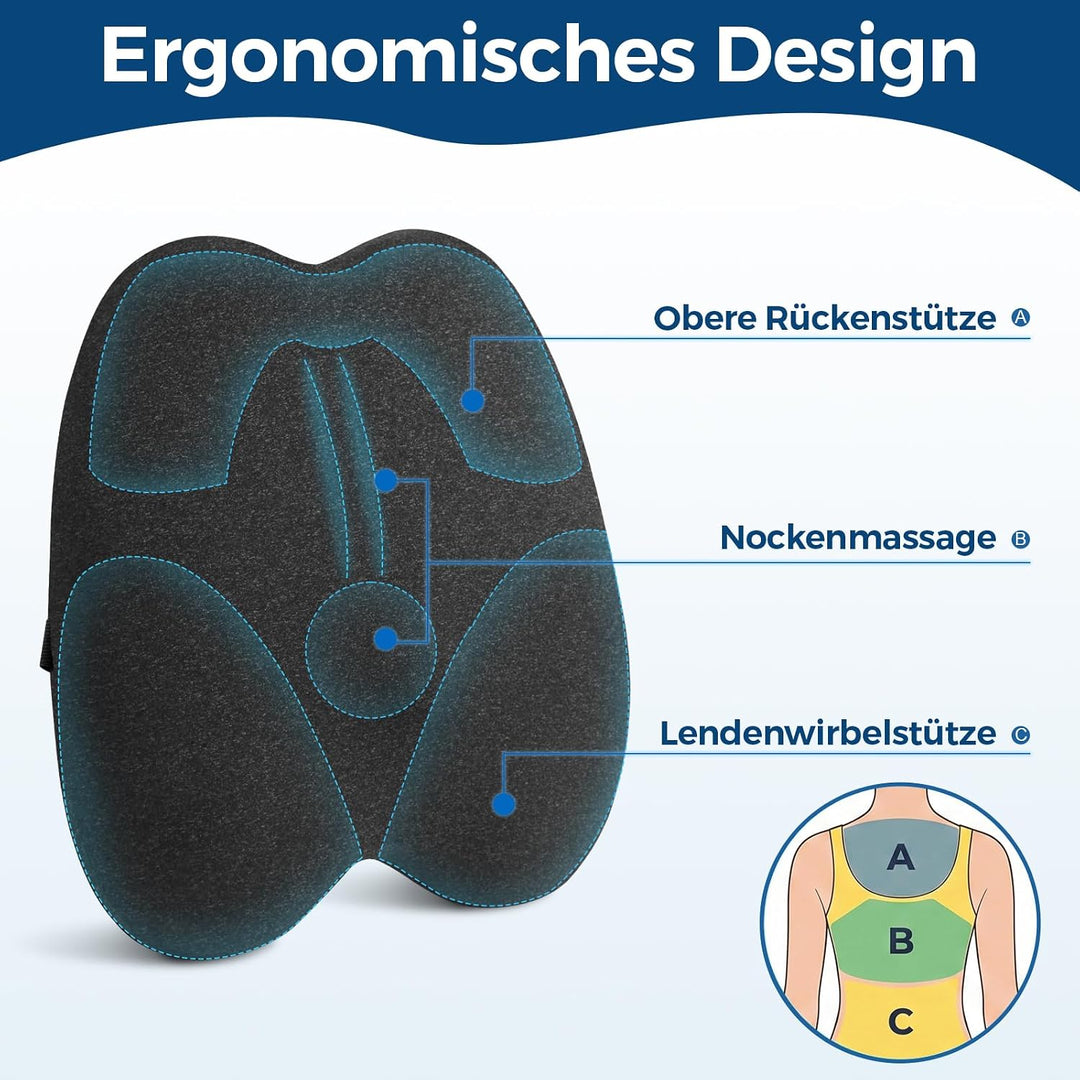 Memory Foam Rückenkissen Lordosenstütze, Ergonomische lendenkissen für Auto, Bürostuhl &amp; Sofa, Atmun