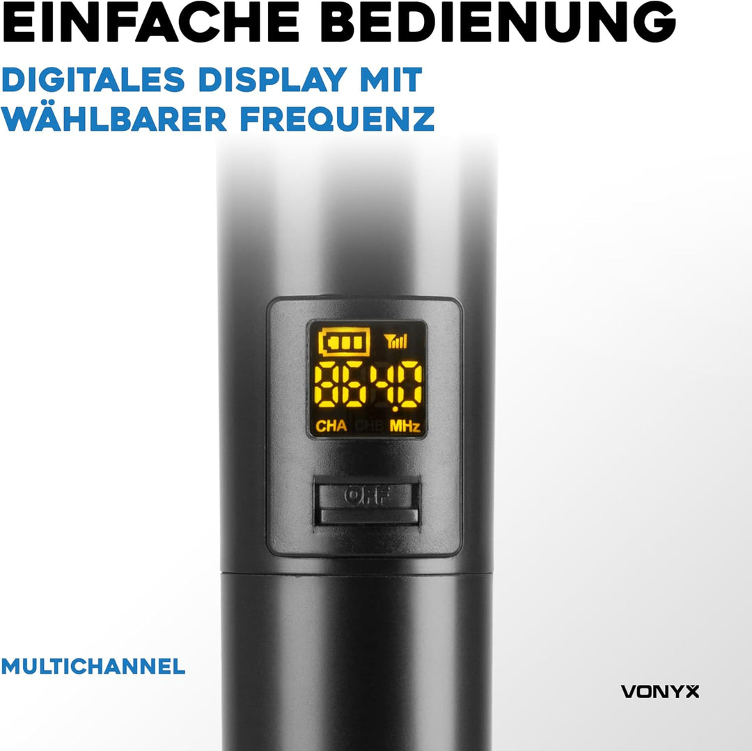 VONYX WM552 - Funk Mikrofon drahtlos, Doppel Set, Wireless UHF Microphone, kabelloses Mikrofonsystem