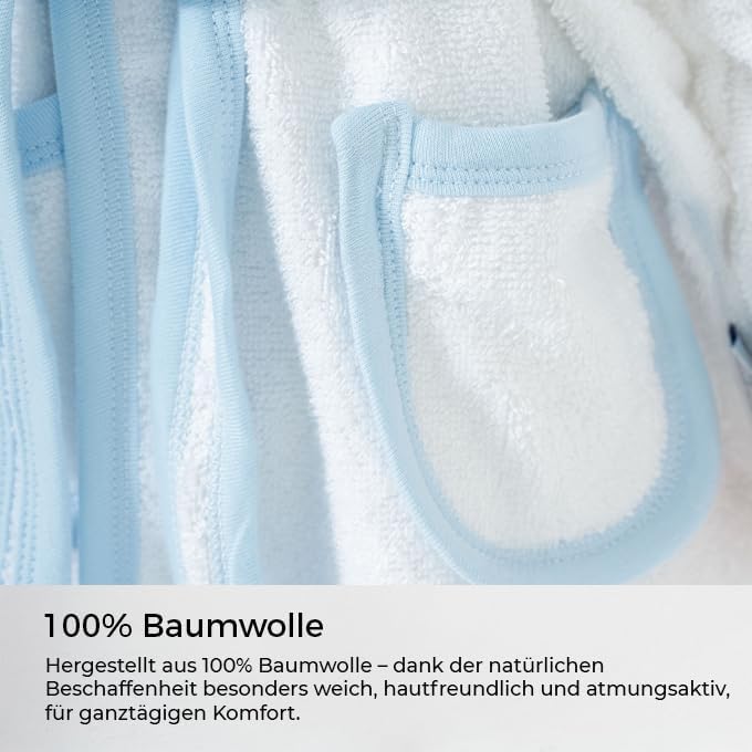 Baby Bademantel mit süssem Giraffenmotiv – Kapuzenbademantel aus 100% Baumwolle – Weich, saugfähig &