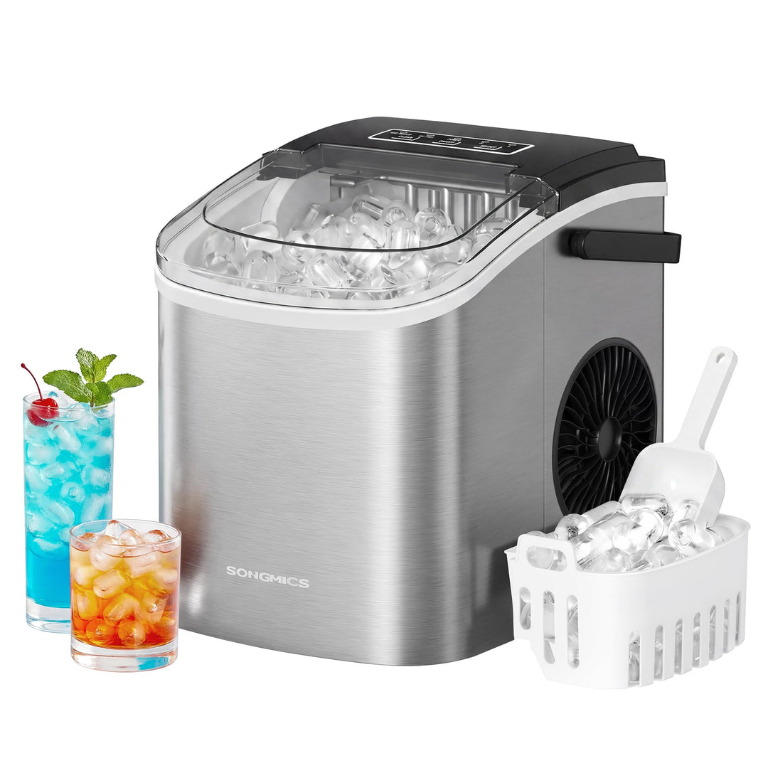 SONGMICS Eiswürfelmaschine, Eiswürfelbereiter, Eismaschine mit Selbstreinigung, in 6 Minuten 9 Würfe