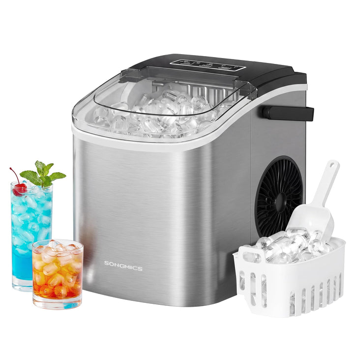 SONGMICS Eiswürfelmaschine, Eiswürfelbereiter, Eismaschine mit Selbstreinigung, in 6 Minuten 9 Würfe