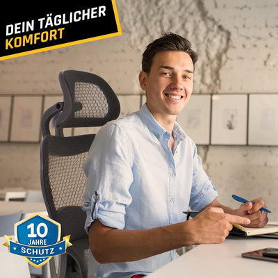 KLIM K800 Ergonomischer Bürostuhl - NEU 2023 - Ergonomischer Sitz mit dynamischer Lendenwirbelstütze