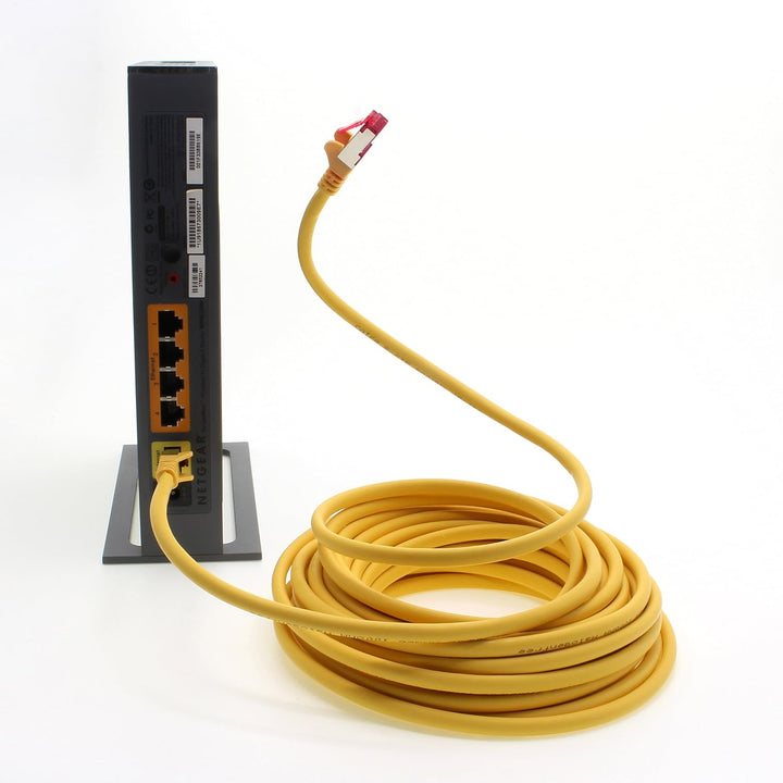 1aTTack.de 7,5m - gelb - 5 Stück - Netzwerkkabel CAT6a (10Gb/s) S-FTP CAT 6a Lankabel - GHMT zertifi