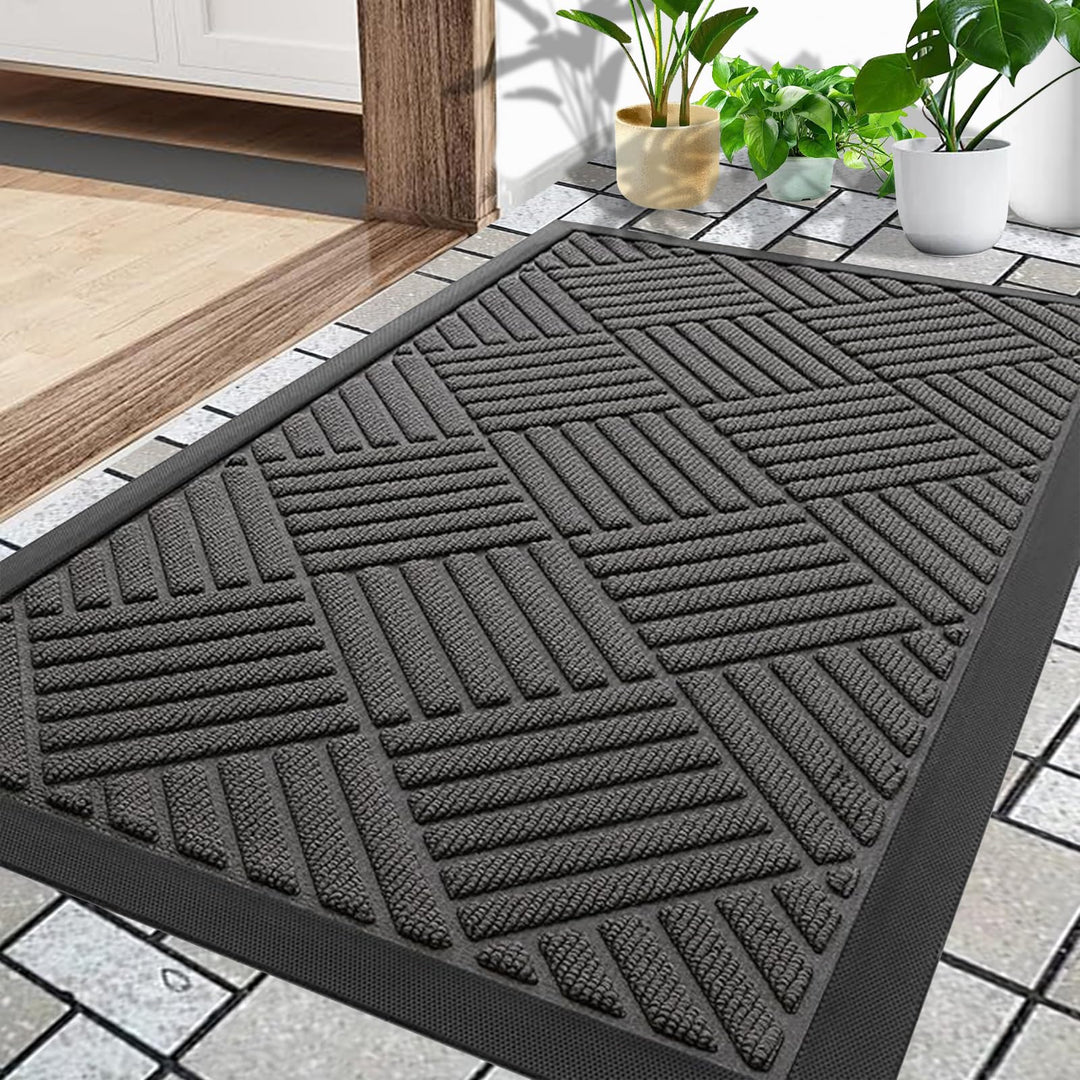 Fussmatte Aussen 60 x 90 cm, Silikon Schmutzfangmatte für Aussen &amp; Innen - rutschfest, Staubdicht un