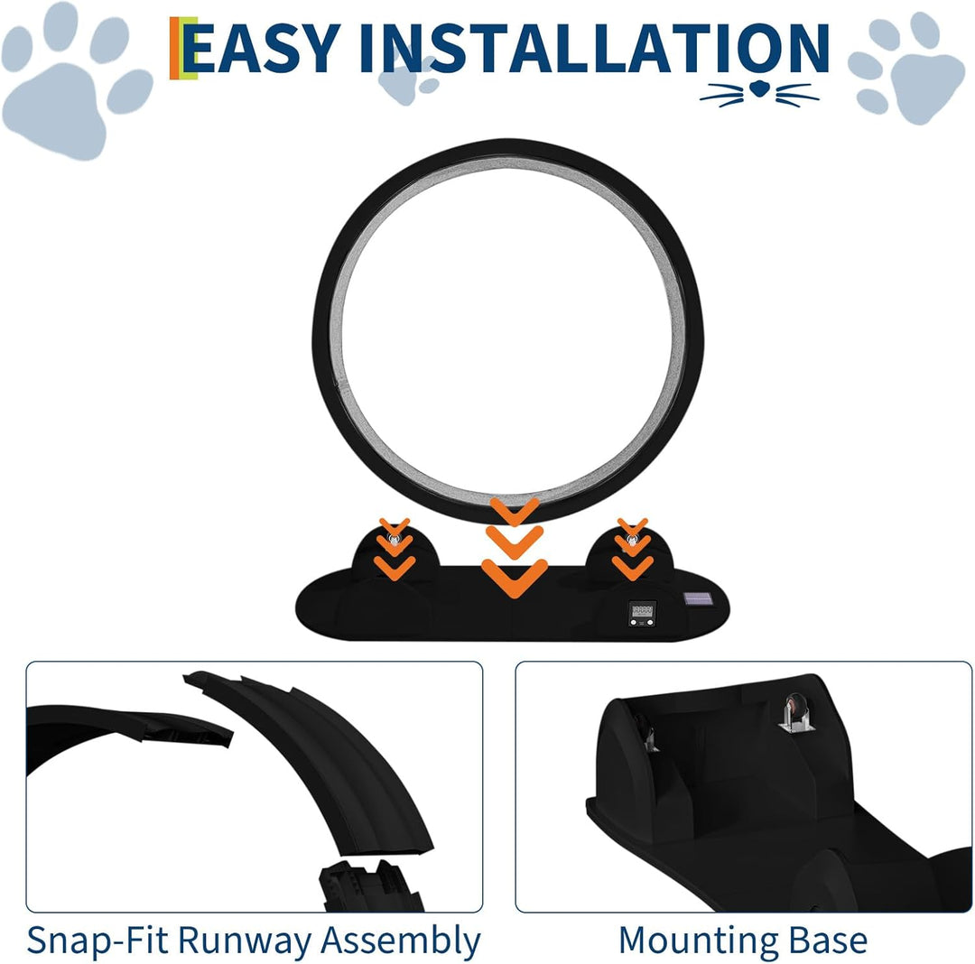 Katzenlaufrad, 114cm Laufrad mit Schrittzähler &amp; Kratzbrett für Indoor-Katze, Super Leise Laufband m