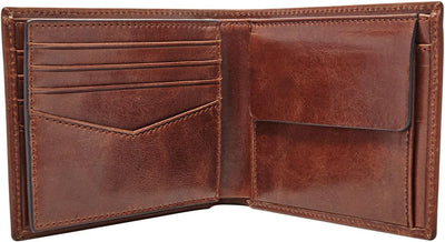 Fossil Herren Ryan Leather Bifold Geldbörse 11,43 cm L x 2,54 cm B x 9,525 cm H Dunkelbraun, Dunkelb