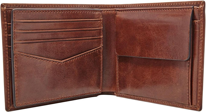 Fossil Herren Ryan Leather Bifold Geldbörse 11,43 cm L x 2,54 cm B x 9,525 cm H Dunkelbraun, Dunkelb