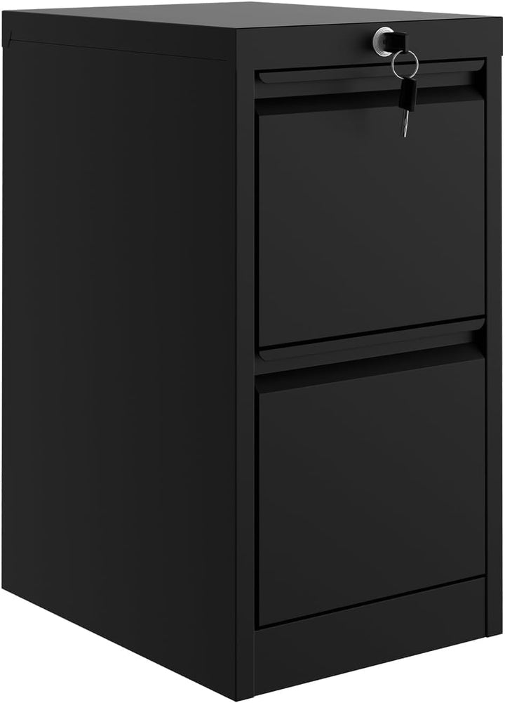 Metall Aktenschrank mit Abschliessbar 2 Schubladen, 38 x 45 x 73 cm Aufbewahrungsschrank für A4, Leg