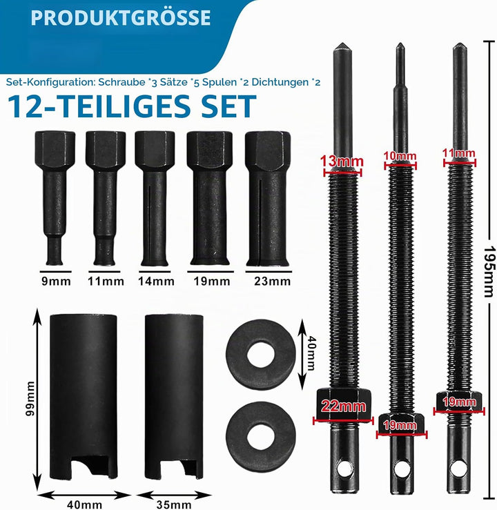 BORDEAG 12 Stück Innenlager Abzieher Set, 9-23mm Motorrad Innenlager-Auszieher-Kit, Radlager Abziehe