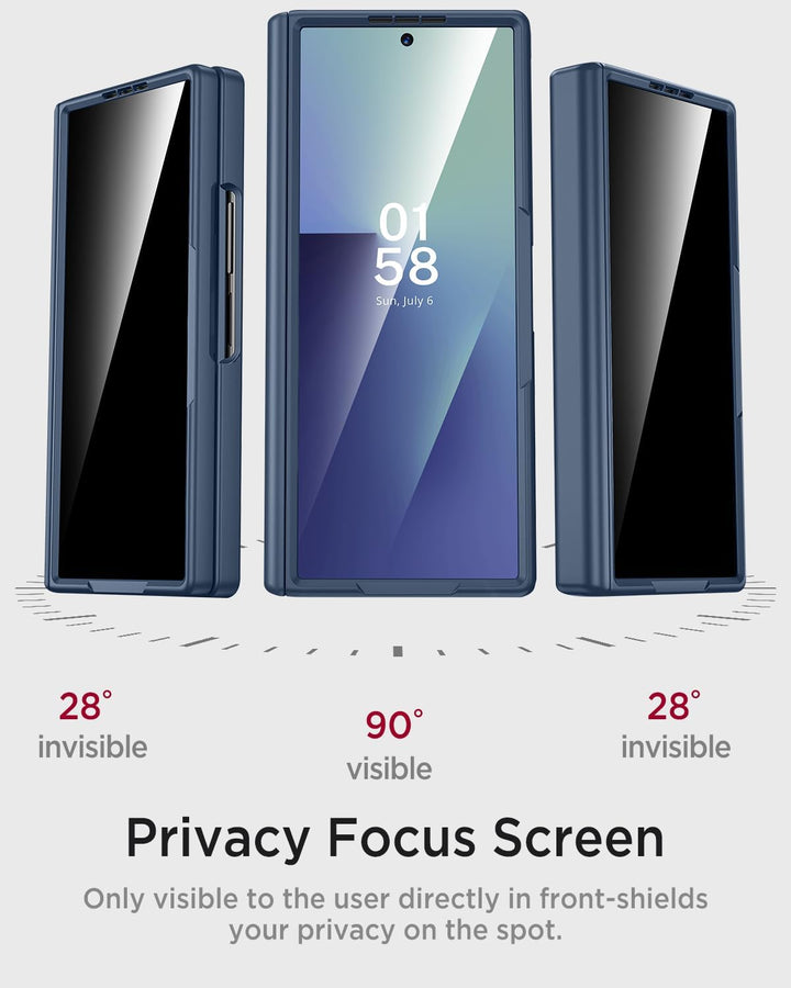 Miimall Kompatibel mit Samsung Galaxy Z Fold 7 Magnetisch Hülle, Anti-SPY Displayschutz & Scharniers