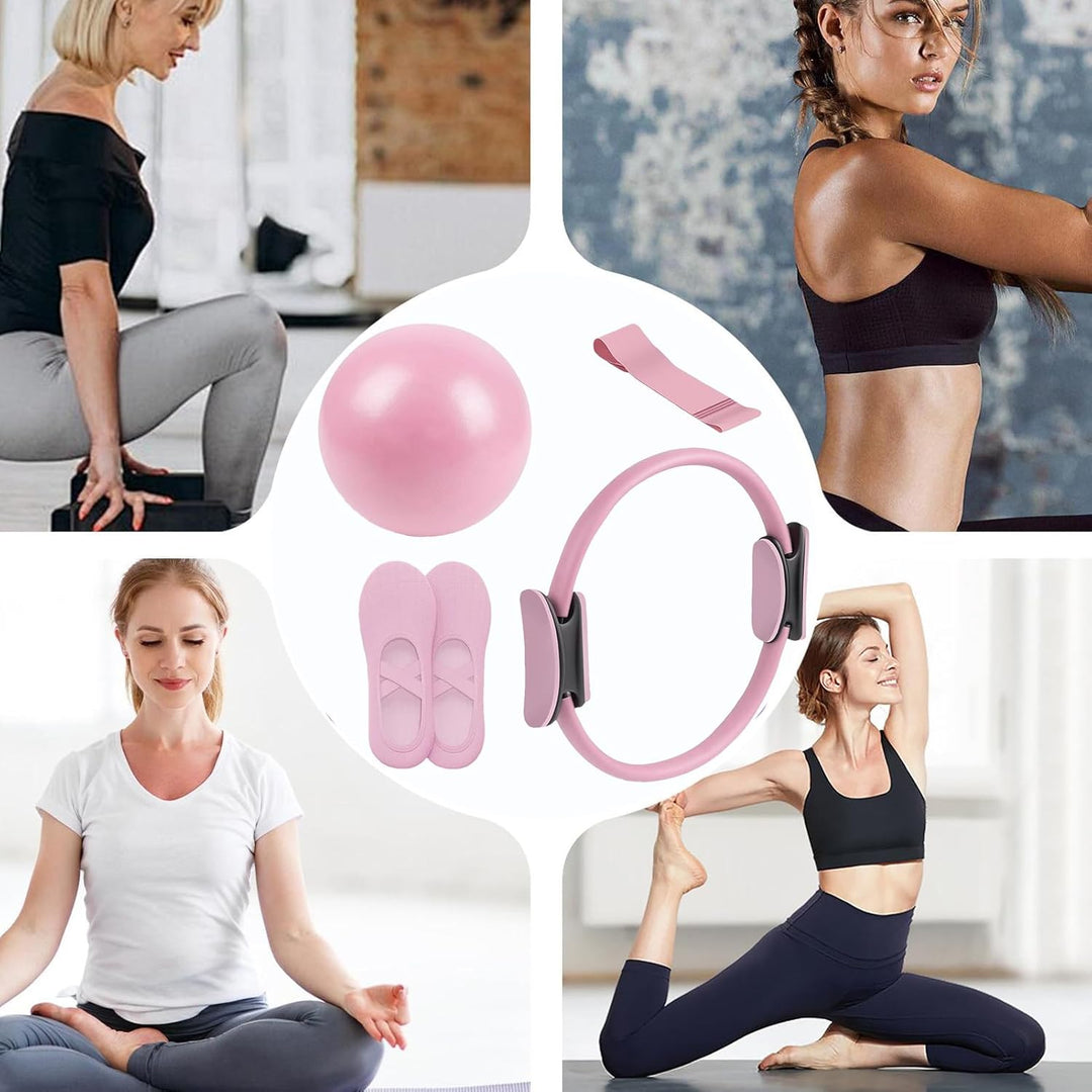 Pilates Set Für Zuhause,4 Stück, Pilates Ring Set Zuhause, Straffendes Stretch Widerstandsband Yoga