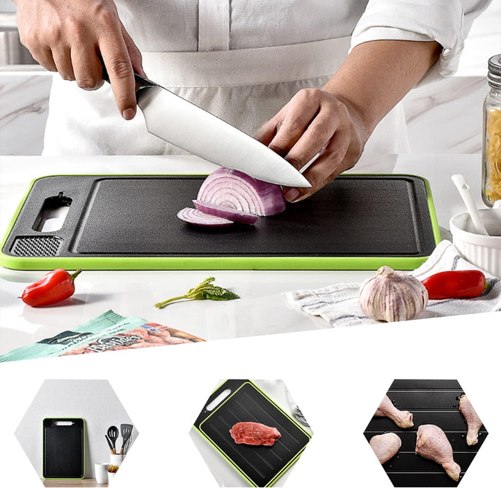 Schneidebrett mit Auftau-Funktion: 4-in-1 Auftauplatte Schneidebrett, Frost Away Schneidebrett mit A