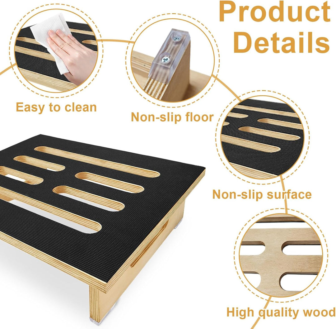 Tritthocker Tritt Holz - Wohnwagen Trittstufe Wohnmobil bis 200 kg Belastbar - 40x32x10cm Fussbank E