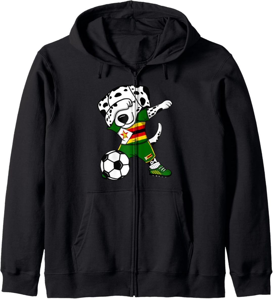 Dabbing Dalmatiner Simbabwe Fussball Simbabweische Flagge Kapuzenjacke