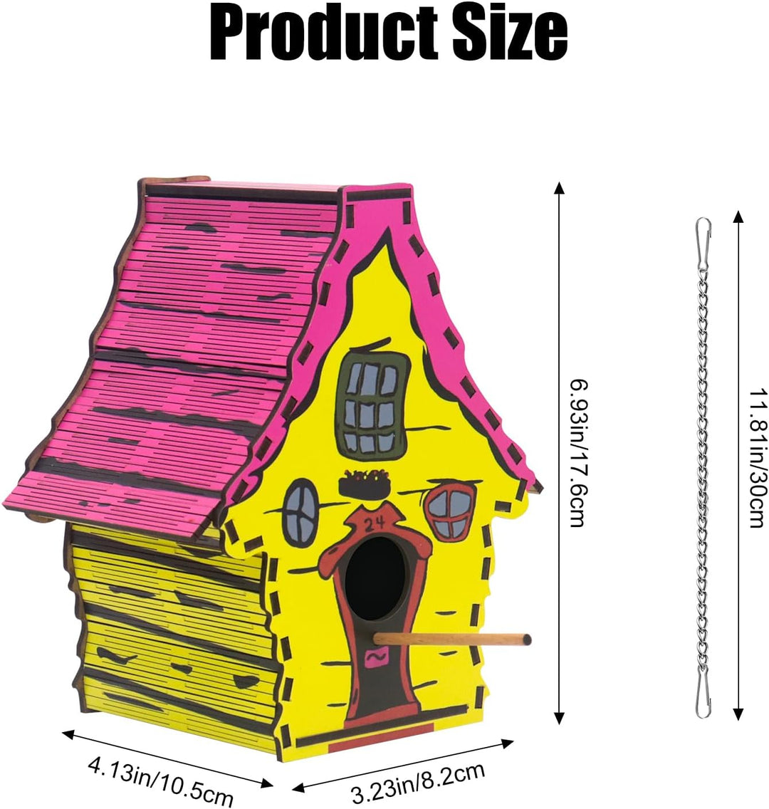 Vogelfutterhaus Vogelhaus zum Aufhängen,aus Holz,Wetterfest,Mit Kette Zum Aufhängen,ideales Zuhause