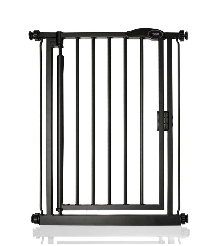 Safetots Druckmontage Selbstschliessendes Treppengitter, Extra Schmal, 61cm - 66.5cm, Mattschwarz, A