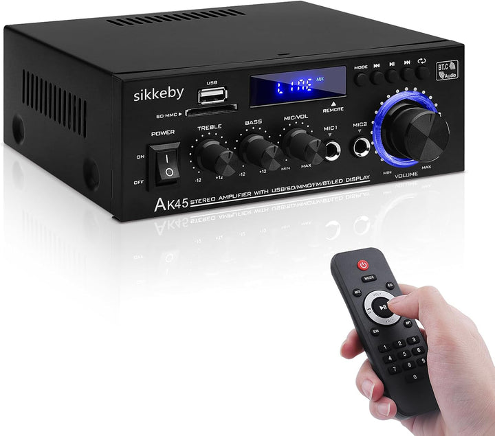 HiFi-Verstärker AK45 Mini Bluetooth Stereo-Audioverstärker Receiver 12V/ 220V 400W 2 Kanäle Digitale