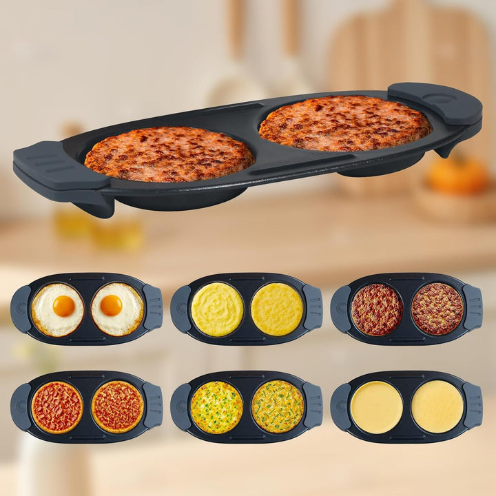 KINDLUME Eierkocher Mikrowelle, Poached Egg Maker, Mikrowellenteller, 2-in-1 Mikrowellen Eierkocher