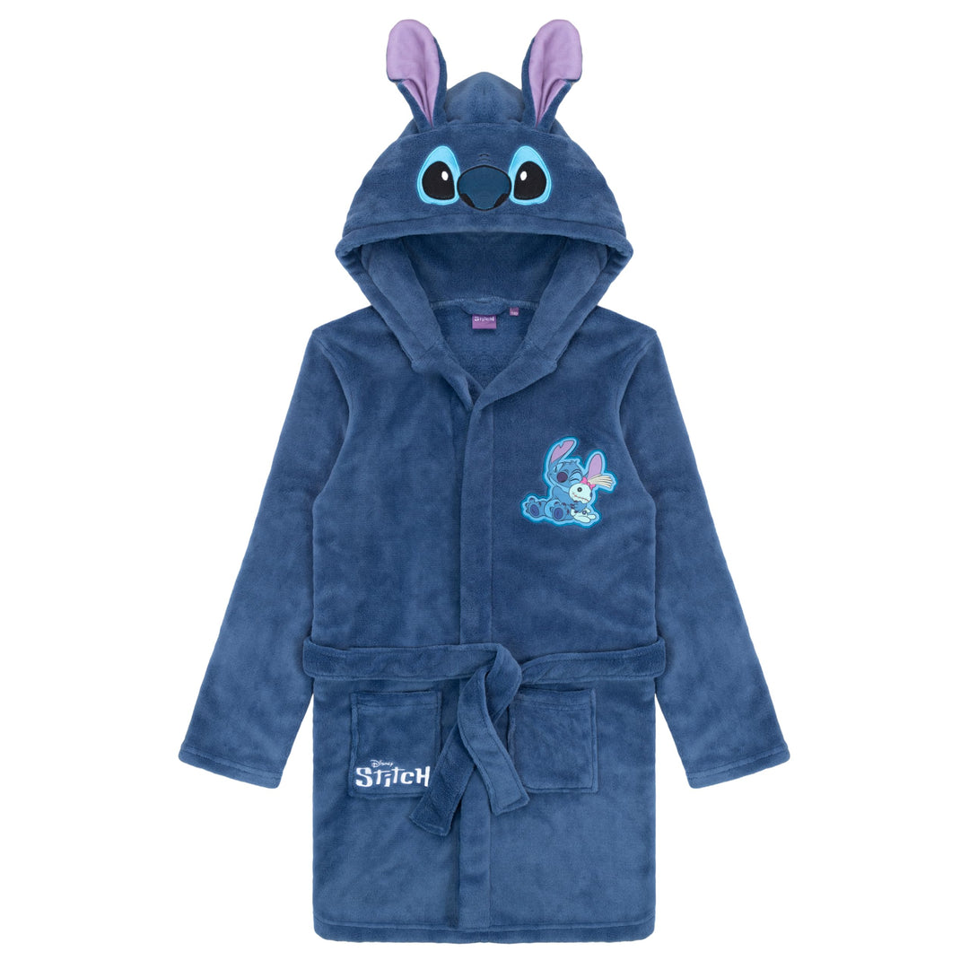 Disney Lilo & Stitch Bademantel für Mädchen, Fleece Morgenmantel mit Kapuze und Ohren, Hausmantel, G