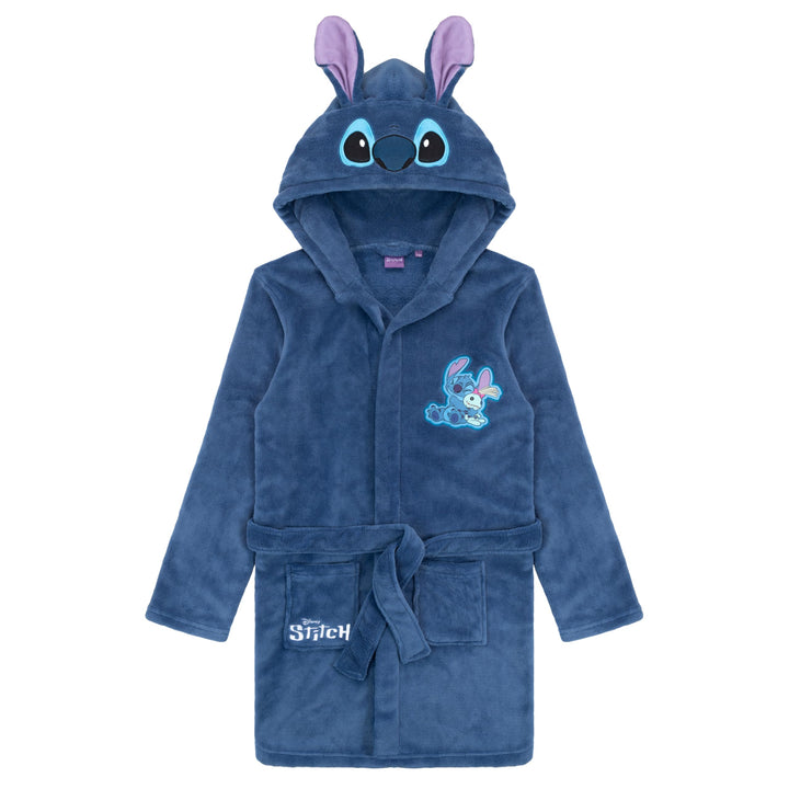Disney Lilo & Stitch Bademantel für Mädchen, Fleece Morgenmantel mit Kapuze und Ohren, Hausmantel, G