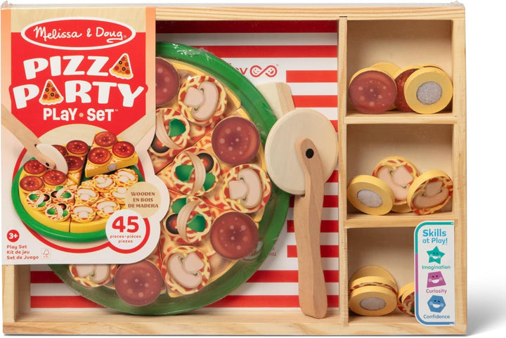 Melissa and Doug Pizza Set | Pizza Holz Kinder | Pizza Spielzeug Lebensmittel Kinderküche Zubehör Ho