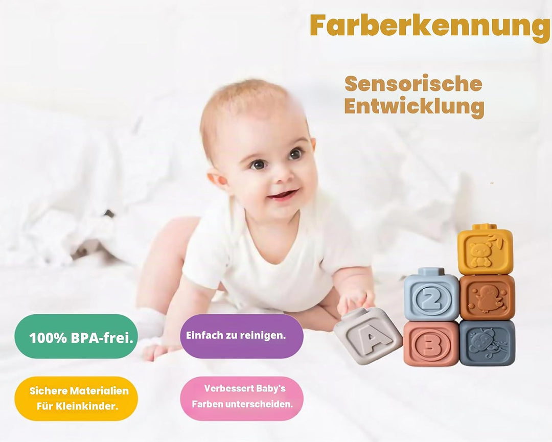 2-in-1 weiche Stapelblöcke und Ringe, Montessori-Sensorikspielzeug für Babys 6 12 18 Monate, Essenti