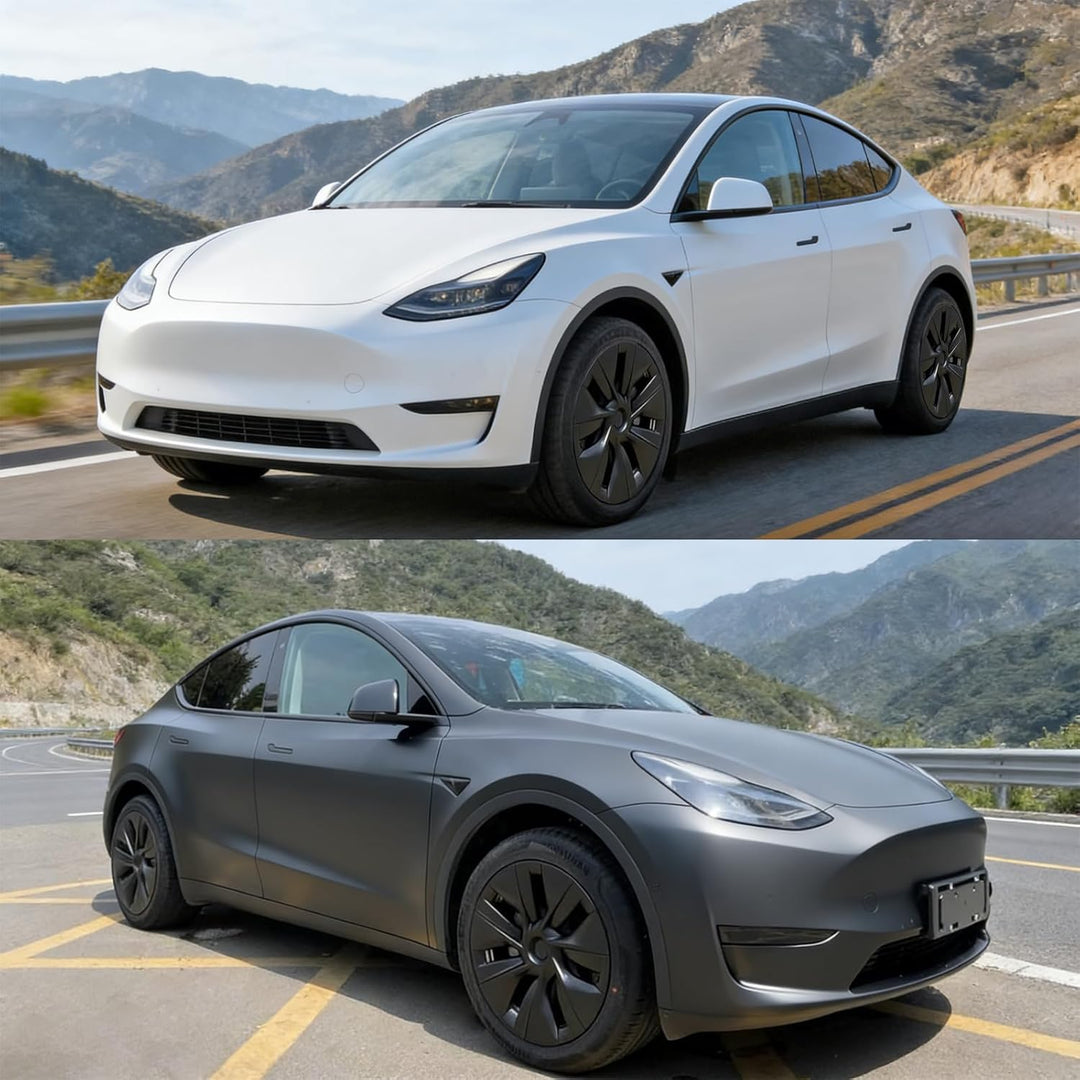 KAVANIC für Tesla Model Y Radkappen 19 Zoll Mattschwarz Unterstützung Logo Verbesserte Reichweite (4