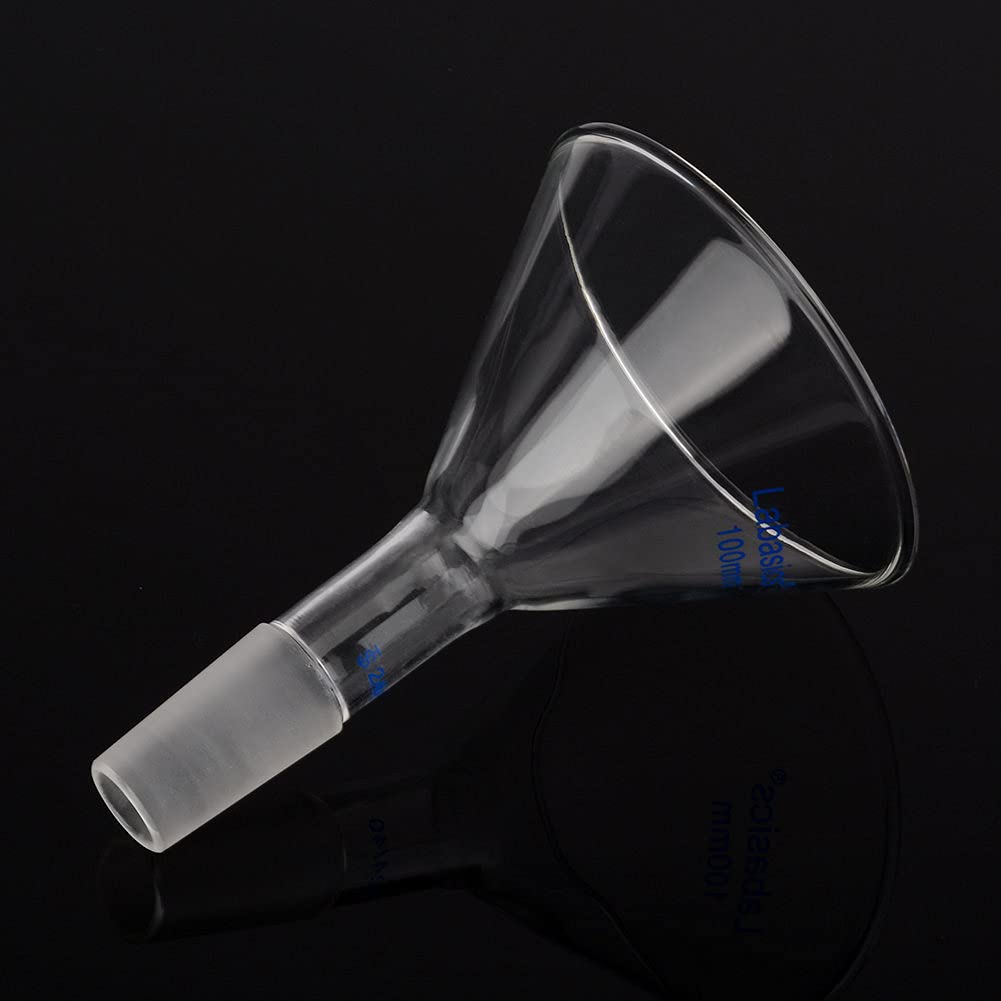 Labasics Pulvertrichter aus Glas mit Kurzem Stiel und 100 mm Spitze O.D. und 24/40 Inner Joint Glass