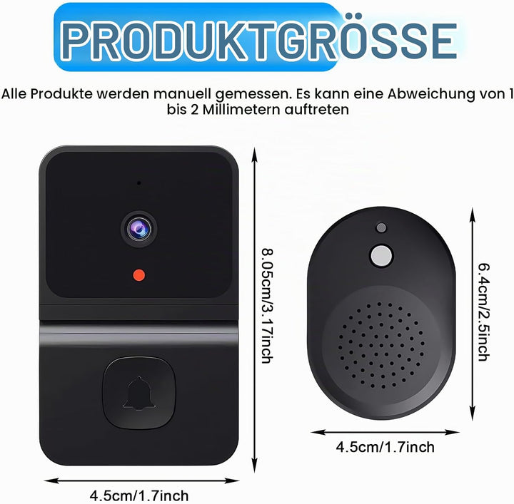 Video Türklingel mit Kamera Kabellos, WLAN Video Türklingel mit Kamera, 2.4GWifi Video Doorbell Nach