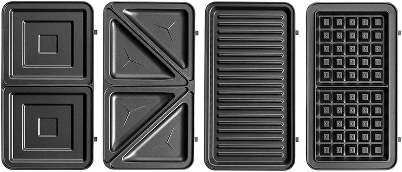 CONCEPT Hausgeräte Sandwichmaker mit austauschbaren Platten 4 in 1 SV3070, 900 W, schwarz