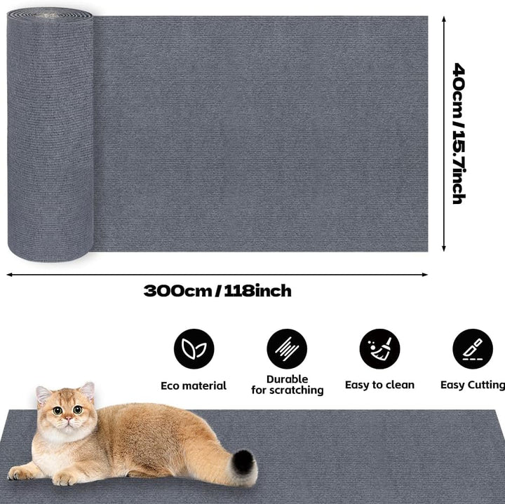 Katze Kratzmatte Selbstklebend, 300cmx40cm Kratzbretter Kratzschutz für Sofa, Trimmbare DIY Kratzbre