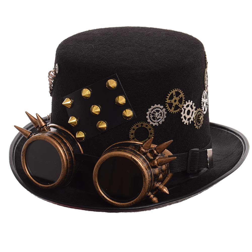 GRACEART Zauberkasten Steampunk Zylinder Hut Steampunk Herren and Steampunk Damen with Goggles, Gear