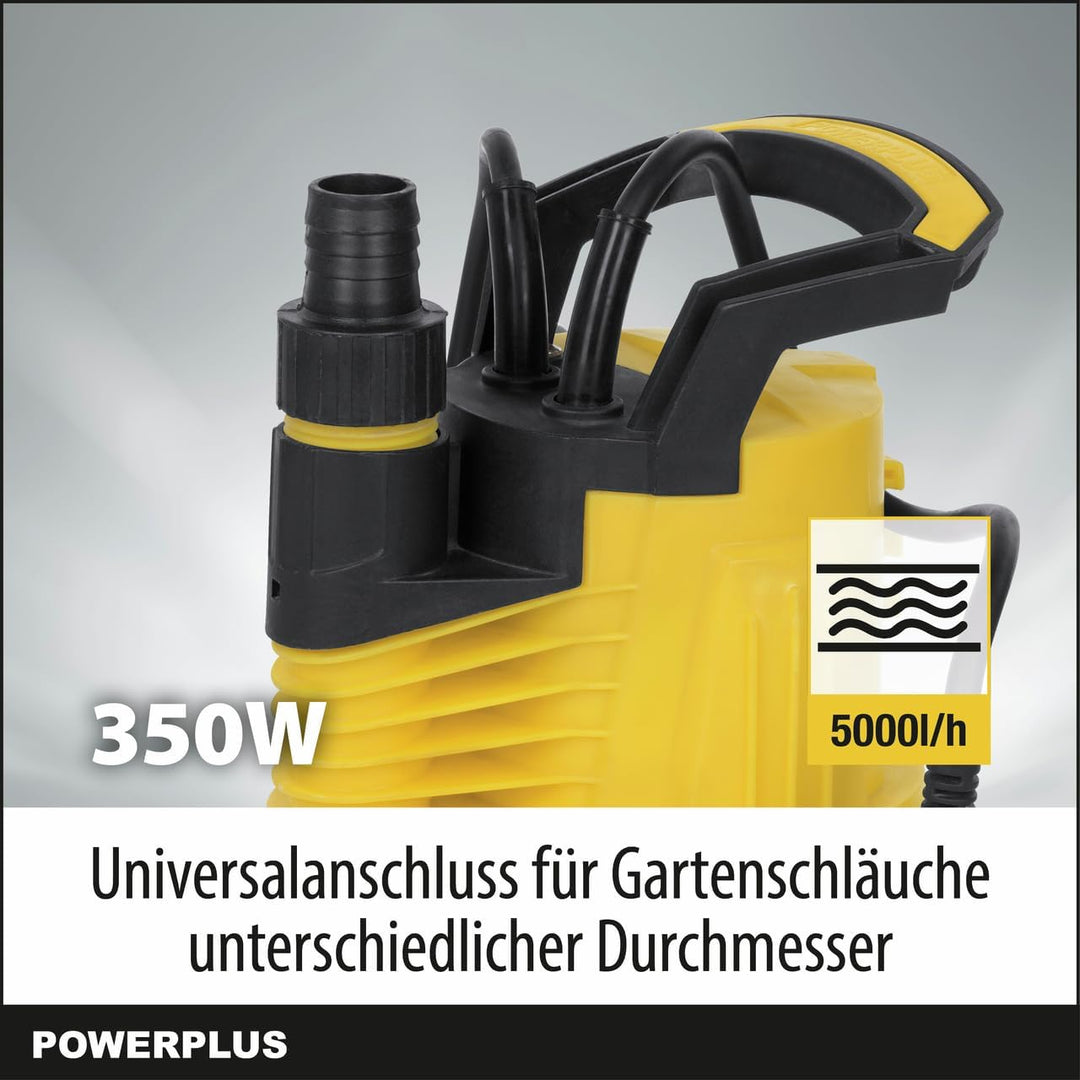 POWER plus Elektrische Wasserpumpe POWXG9502-350 W Tauchmotorpumpe, Maximaltemperatur 35°C und Förde