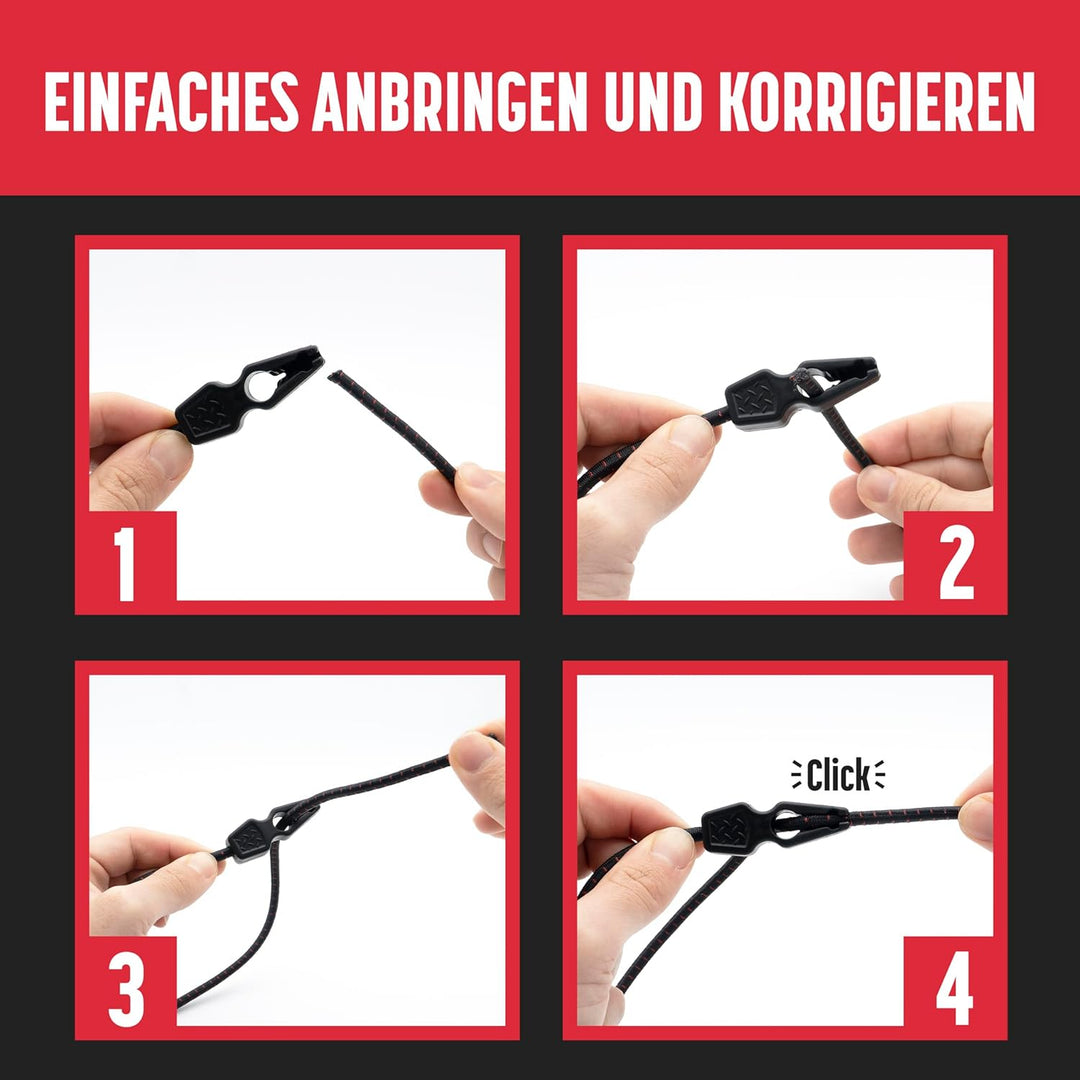 MAGMA Packung mit 12 elastischen Spannern 50 cm, Transportroken für V20 Magma, Fahrradträger, Ösen,
