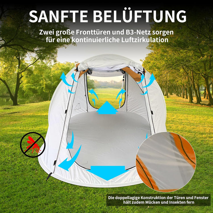 TENPLAY Pop-Up-Zelt für 2–4 Personen, PU2000 mm, wasserdicht und Winddicht, UV-Schutz, leicht und tr