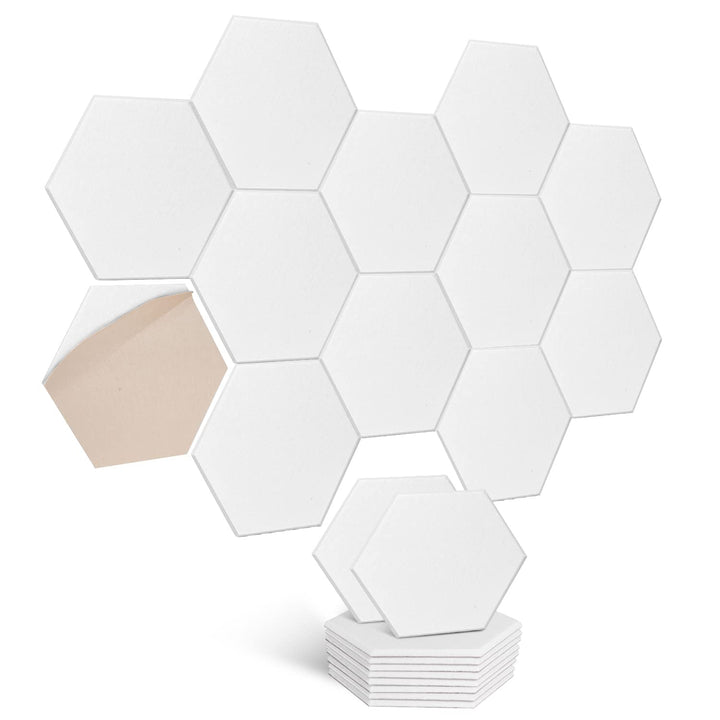 Hexagon Akustikplatten selbstklebend 24 Stück I Schallabsorber Schallschutz mit hoher Dichte für Wan