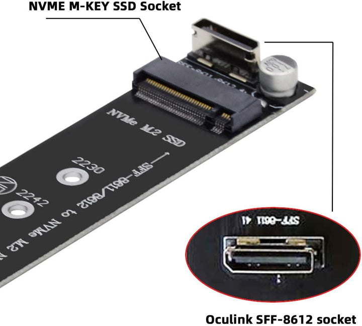 Cablecc Oculink SFF-8612 SFF-8611 auf M.2 Kit NGFF M-Key auf NVME PCIe SSD 2280 22110mm Adapter für