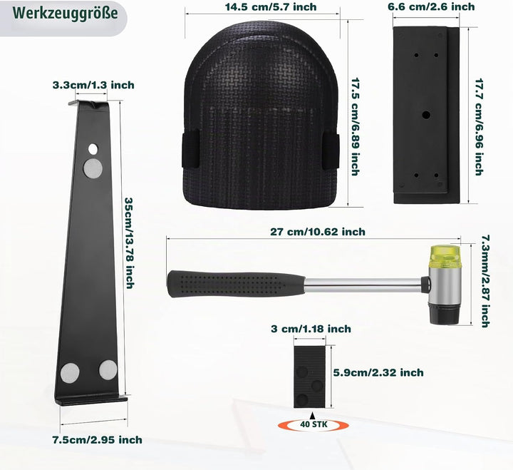 45 Stk Vinyl Verlegeset inkl,Laminat Holzfussboden Installations Set,Holzboden Verlegung Kit mit 40