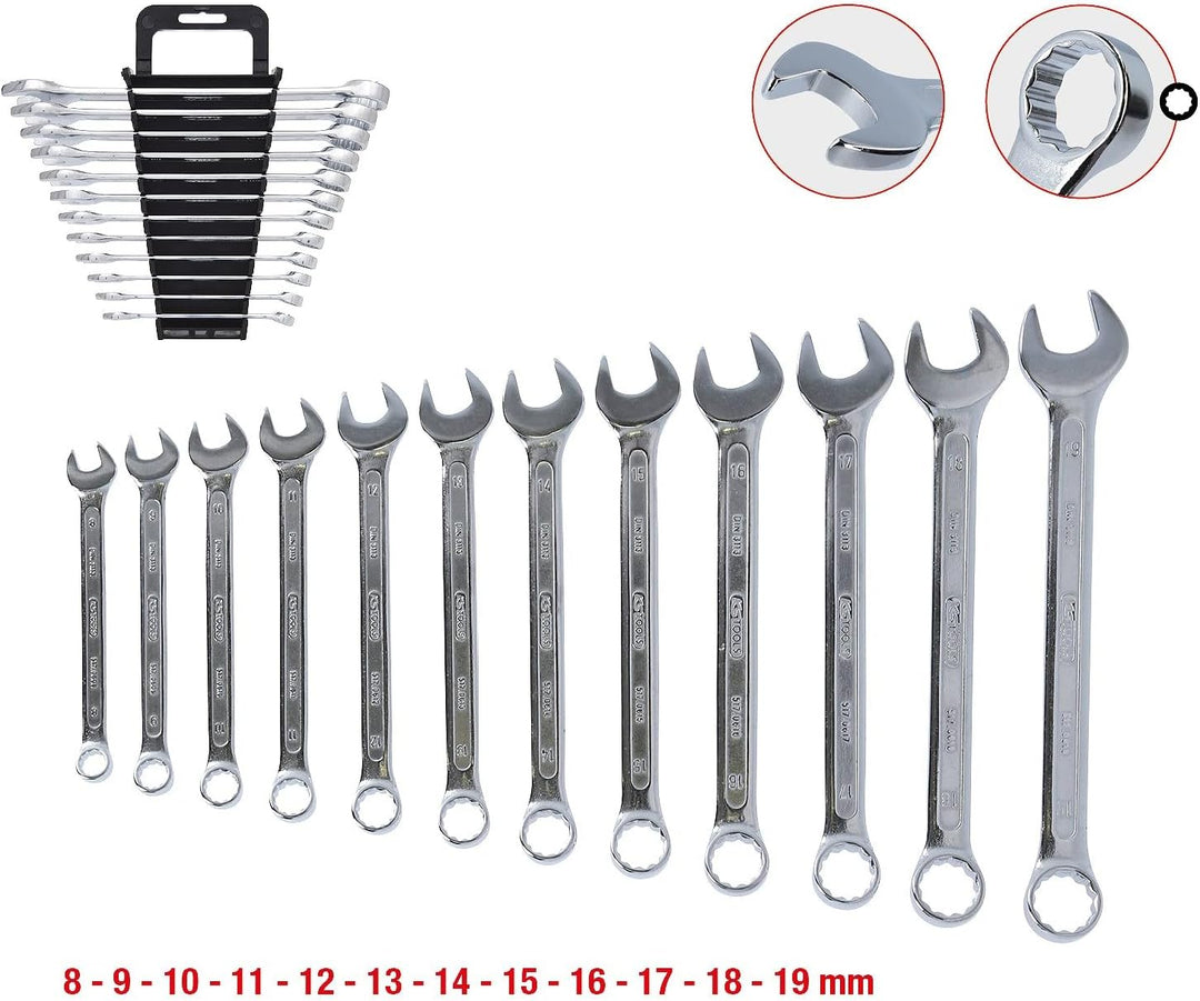 KS Tools 517.0052 CLASSIC Ringmaulschlüssel-Satz, abgewinkelt, 12-tlg. 8-19mm