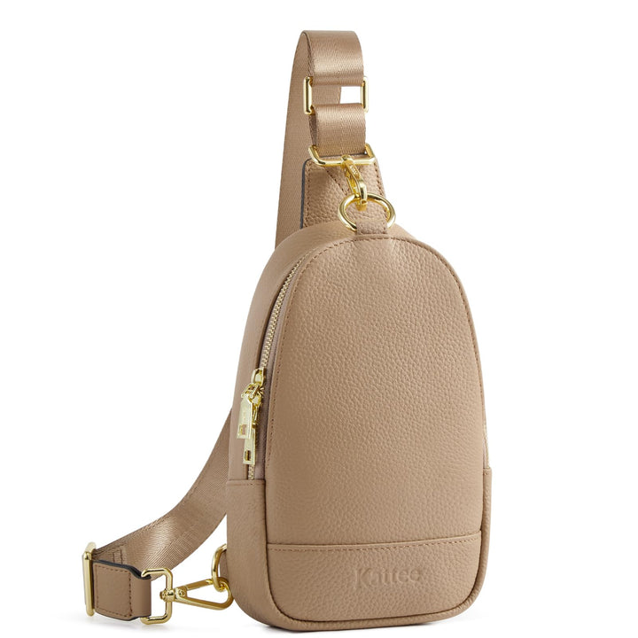 Kattee Damen Brust-Umhängetasche Echtes Leder Sling-Rucksack Kleine Umhängetasche mit RFID-Blockieru
