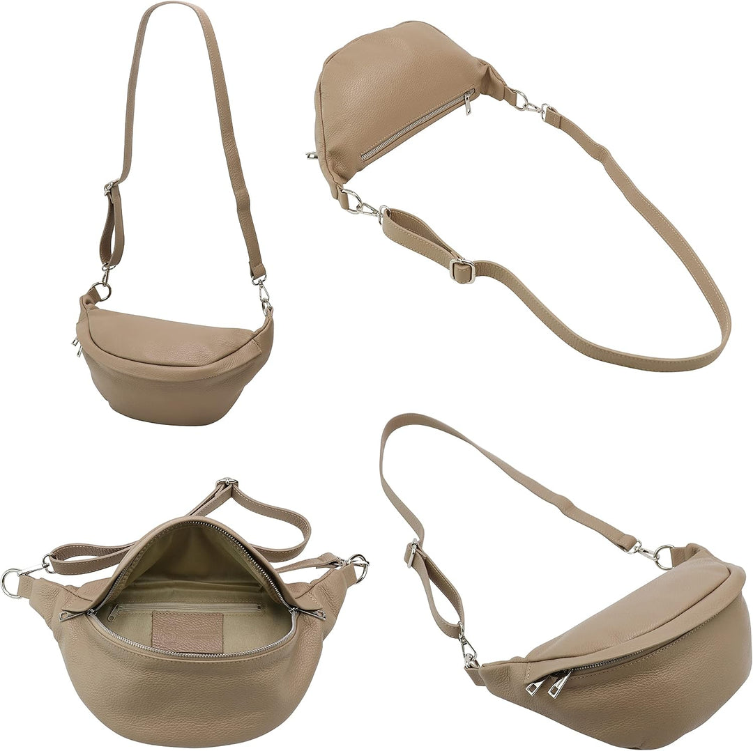 SH Leder ® echt Leder Hüfttasche Damen Herren Unisex Gürteltasche für Festival Reise Bauchtasche mit