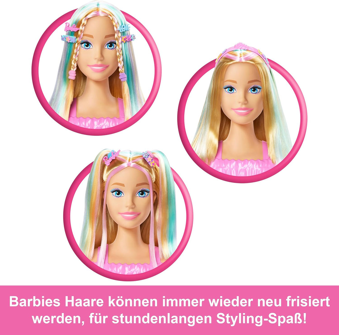 Barbie-Puppe Styling-Kopf, Blondes Haar mit mehr als 20 Styling-Zubehörteilen inklusive Stern, Schme