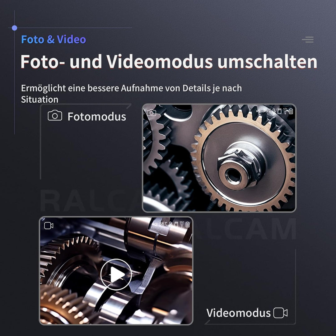 Ralcam Endoskopkamera mit Licht Endoscope Camera - Endoskop 8,5mm Inspektionskamera 3,5" HD 1080P Ro