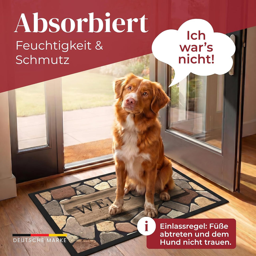 Hochwertige Fussmatte 60x80 cm (Large) – Schmutzfangmatte für Innen &amp; Aussen, rutschfest mit hoher S