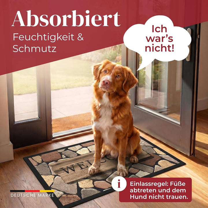 Hochwertige Fussmatte 60x80 cm (Large) – Schmutzfangmatte für Innen &amp; Aussen, rutschfest mit hoher S