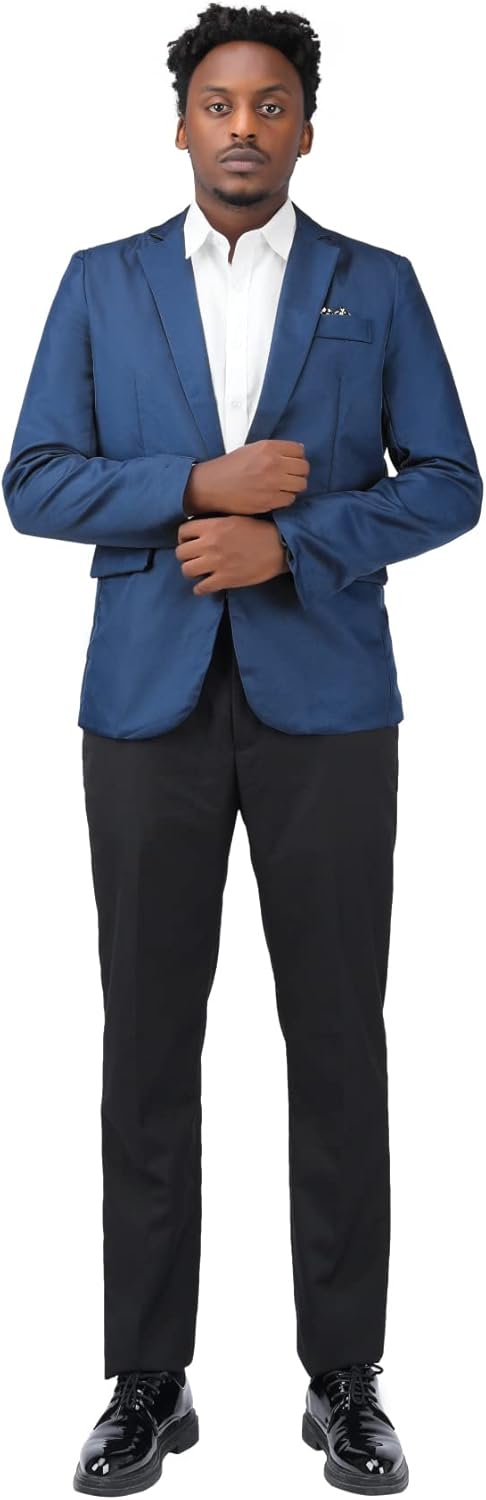 YOUTHUP Sakko Herren Leichter Regular Fit Anzug Jacke für Männer Freizeit Jackett Blazer Blau XL, Bl